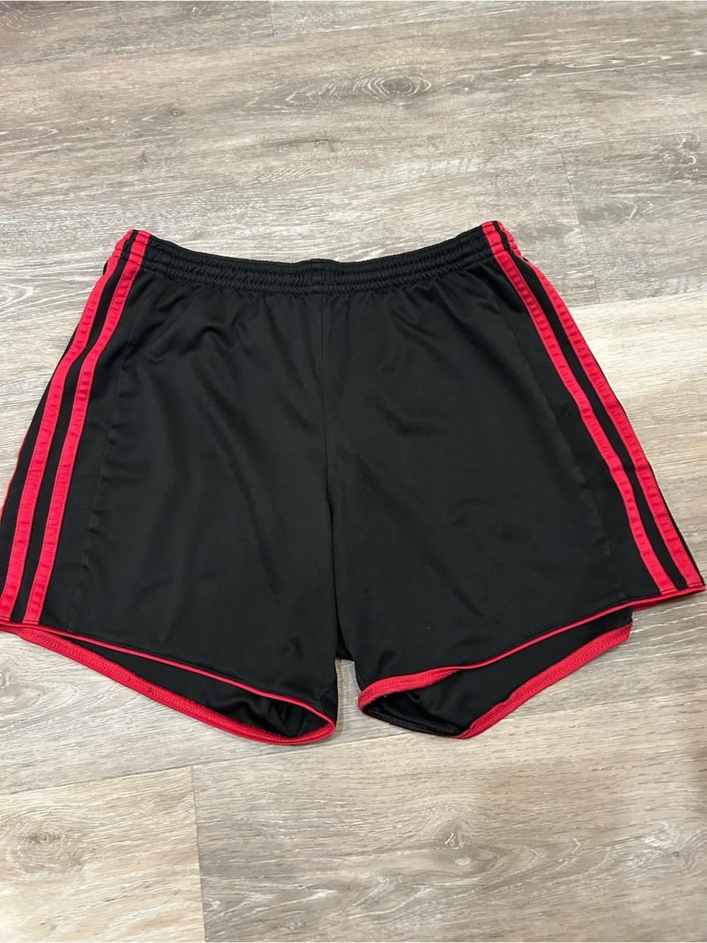adidas Black Athletic Shorts with Red Trim